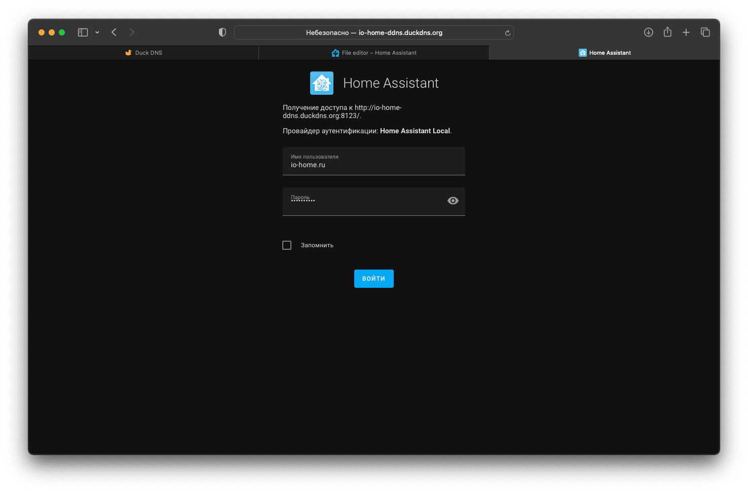 Duck dns home assistant настройка